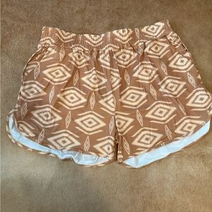 Lucky & Blessed Tan Geometric Athletic Shorts